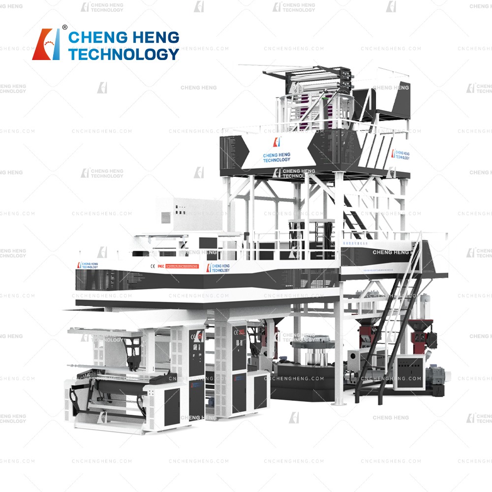 Vertical traction rotary film blowing machine